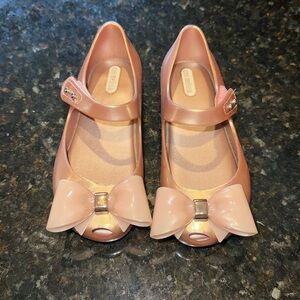 Mini Melissa Pink and Gold Dress Shoes with Bow